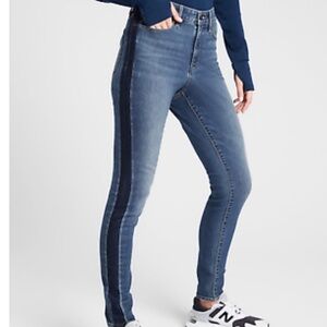 Athleta Sculptek High Rise Ultra Skinny Jeans Indigo Tuxedo Stripe